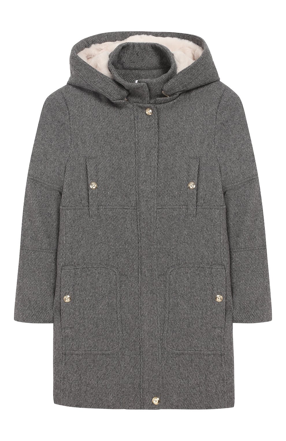 Шерстяное пальто прямого кроя с капюшоном CHLOÉ, арт. C16330/6A-12A, фото 1
