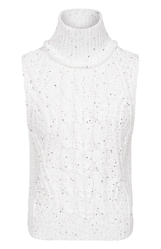 Хлопковый топ с отделкой пайетками Lorena Antoniazzi P26140MJ08A/2905 Белый P26140MJ08A/2905