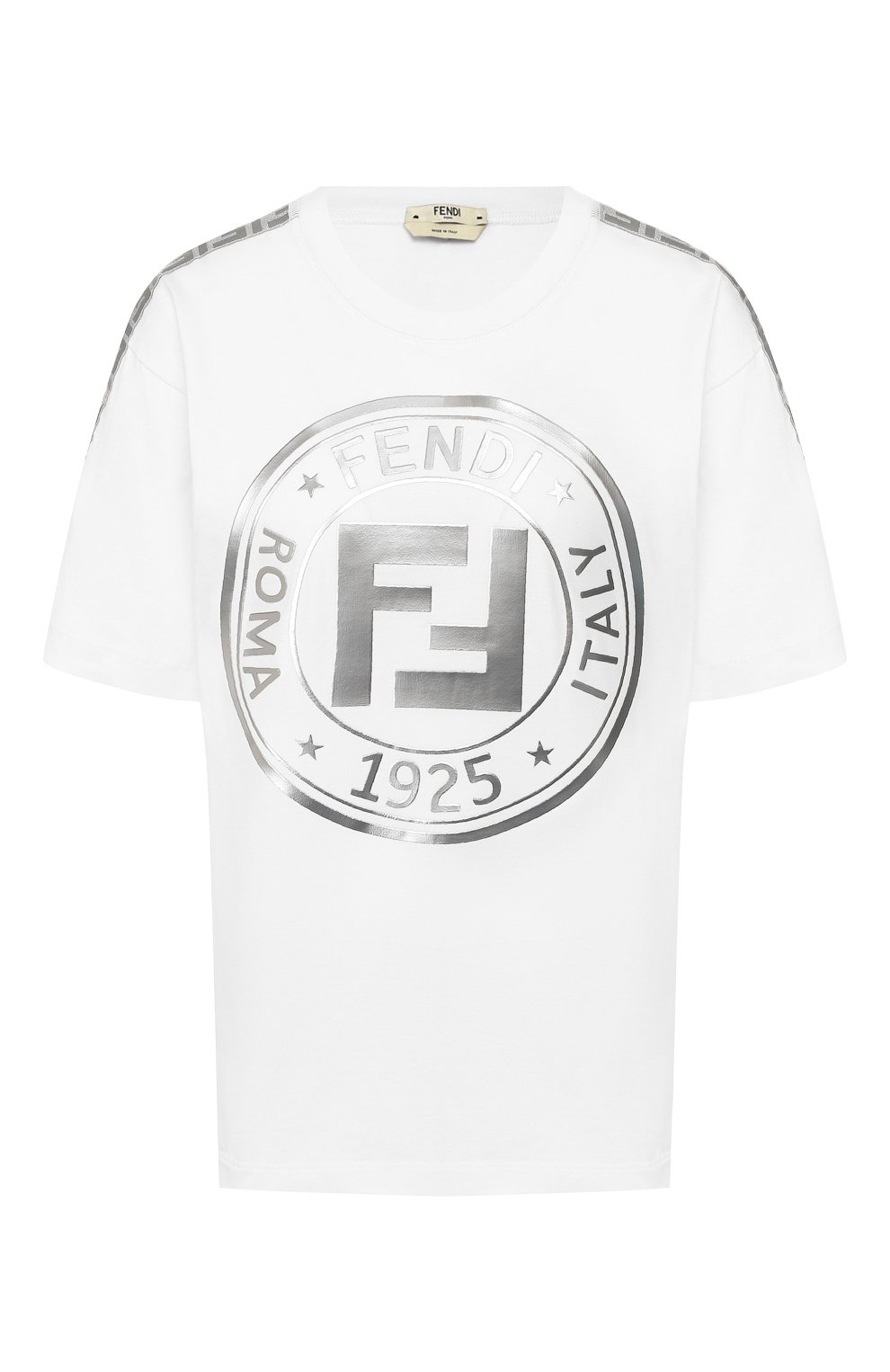 Хлопковая футболка FENDI белого цвета по цене 26050 руб., арт. FAF073 AB7G, фото 1 Хлопковая футболка FENDI, арт. FAF073 AB7G, фото 1