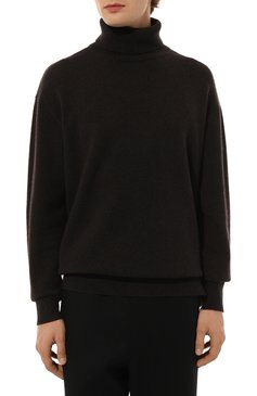 Мужской шерстяная водолазка DRIES VAN NOTEN темно-коричневого цвета, арт. 242-021225-9702 | Фото 3 (Материал внешний: Шерсть; Рукава: Длинные; Материал сплава: Проставлено; Длина (для топов): Стандартные; Драгоценные камни: Проставлено; Мужское Кросс-КТ: Водолазка-одежда; Принт: Без принта; Стили: Минимализм)
