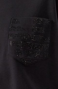 Женская хлопковая футболка EMPORIO ARMANI черного цвета, арт. EW000891/AF12545 | Фото 6 (Драгоценные камни: Проставлено; Длина (для топов): Стандартные; Материал внешний: Хлопок; Рукава: Короткие; Материал сплава: Проставлено; Принт: Без принта; Стили: Кэжуэл; Женское Кросс-КТ: Футболка-одежда)