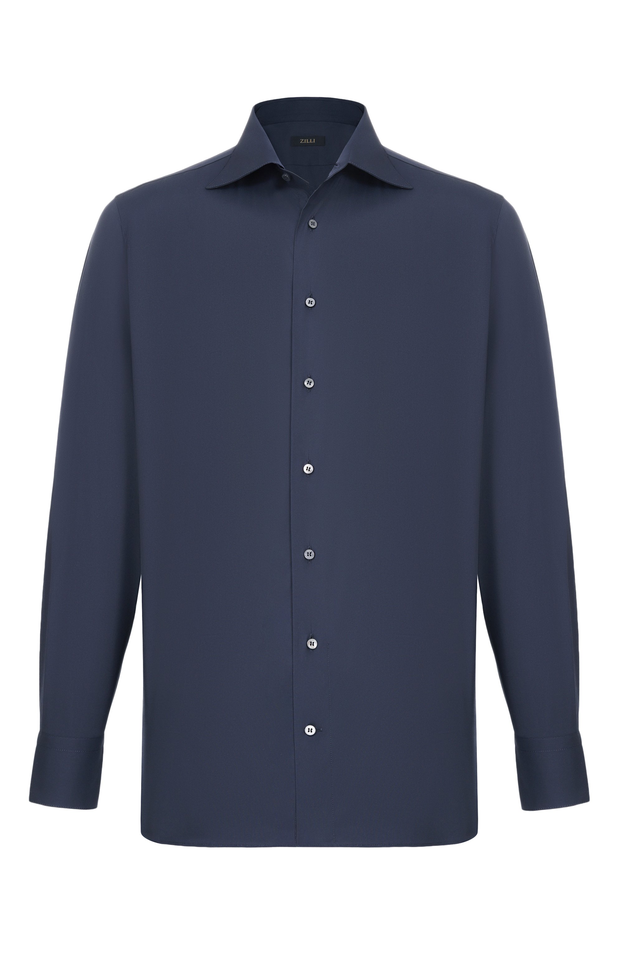 Хлопковая сорочка ZILLI темно-синего цвета по цене 109500 руб., арт. CLAA01M010813037U, фото 1 Хлопковая сорочка ZILLI, арт. CLAA01M010813037U, фото 1