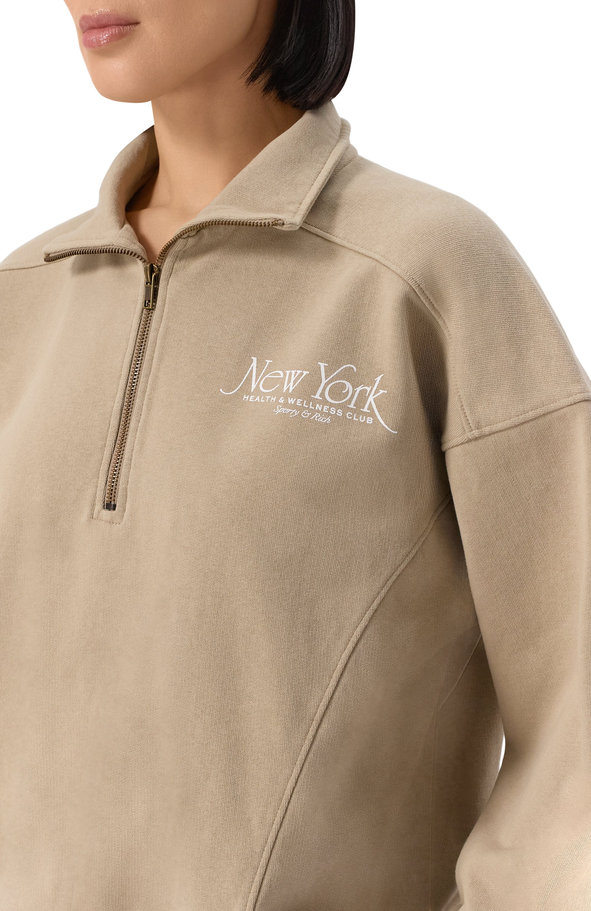 Хлопковый свитшот SPORTY AND RICH бежевого цвета по цене 28100 руб., арт. ST073622508GY15, фото 5 Хлопковый свитшот SPORTY AND RICH, арт. ST073622508GY15, фото 5