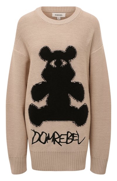 Женский пуловер из хлопка и шерсти DOMREBEL, арт. BEARCL0PS/KNIT CREWNECK