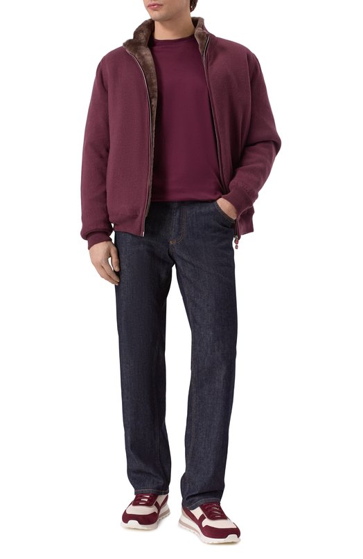 Кашемировый кардиган с подкладкой из овчины Kiton UMK1489K340 Бордовый  UMK1489K340 Фото 2