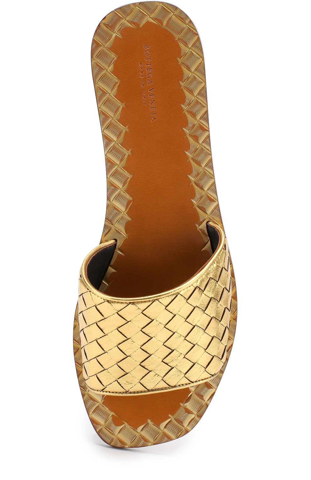 Шлепанцы с плетением intrecciato из металлизированной кожи BOTTEGA VENETA, арт. 407413/VAWR0, фото 5