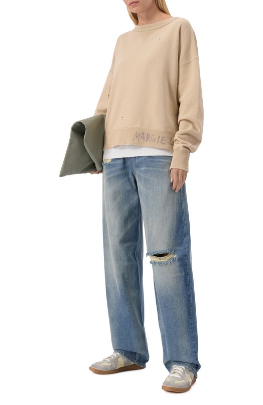 Хлопковый свитшот Maison Margiela S50GU0237/M25019 Бежевый  S50GU0237/M25019 Фото 2