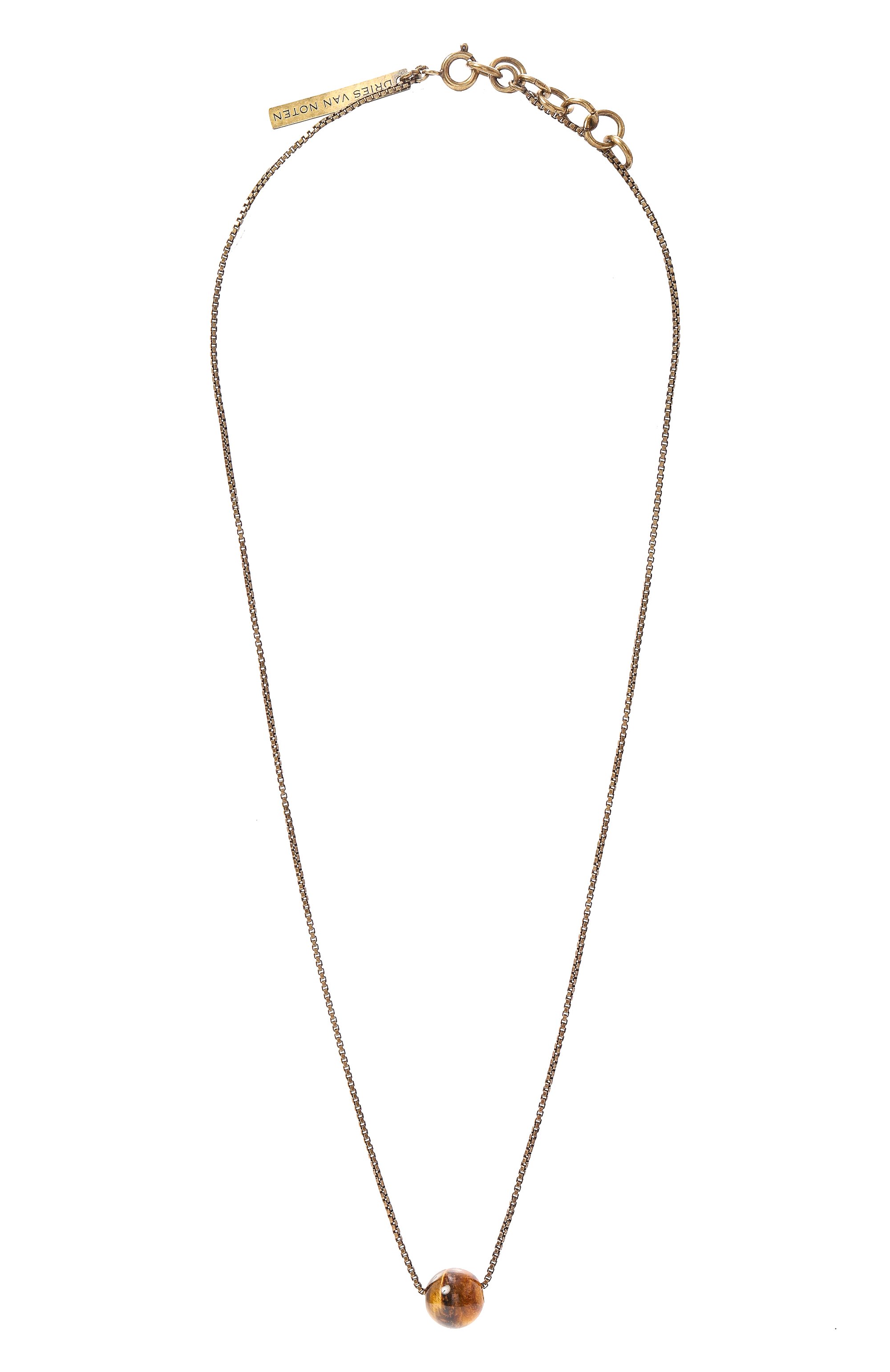 Кулон на цепочке DRIES VAN NOTEN, арт. 242-028218-092/G0LD/TIGER`S EYE, фото 1