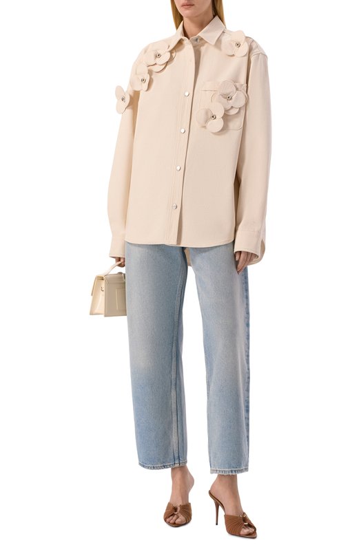 Хлопковая рубашка David Koma RE26DK111DT Кремовый  RE26DK111DT Фото 2