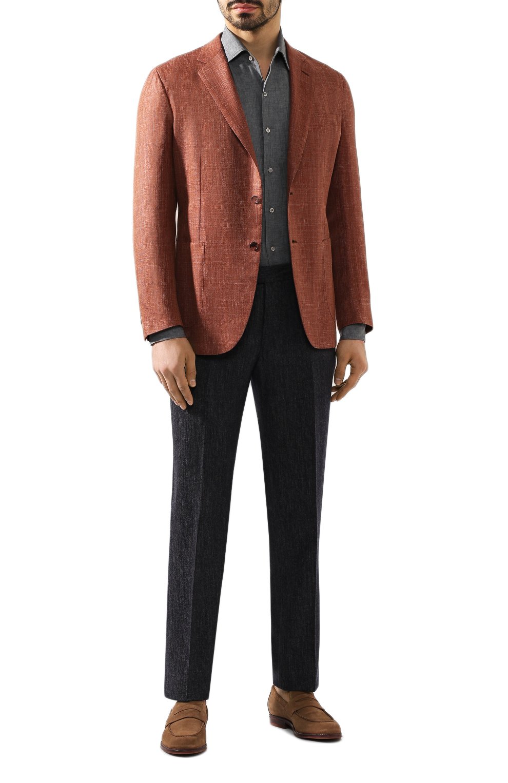 Льняная рубашка LORO PIANA серого цвета по цене 47500 руб., арт. FAF2545, фото 2 Льняная рубашка LORO PIANA, арт. FAF2545, фото 2