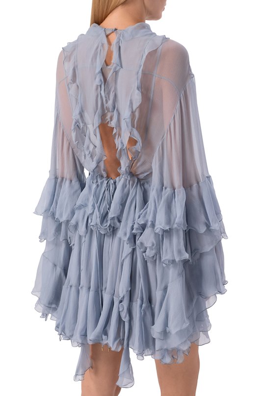 Шелковое платье Chloé CH26SR052001 Голубой  CH26SR052001 Фото 4
