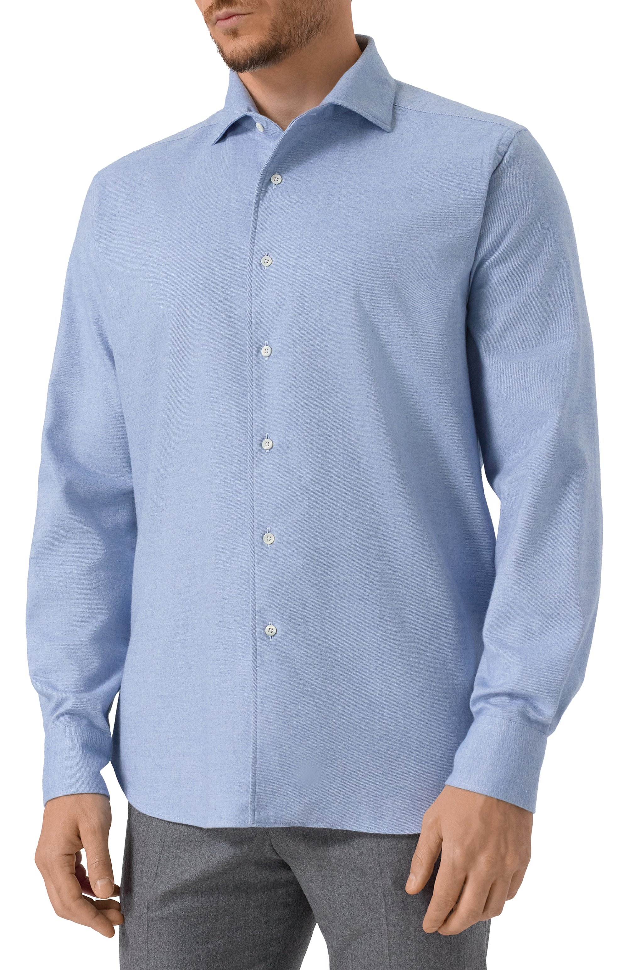 Рубашка из хлопка и кашемира CORNELIANI голубого цвета по цене 46850 руб., арт. 26P156-2611629, фото 3 Рубашка из хлопка и кашемира CORNELIANI, арт. 26P156-2611629, фото 3