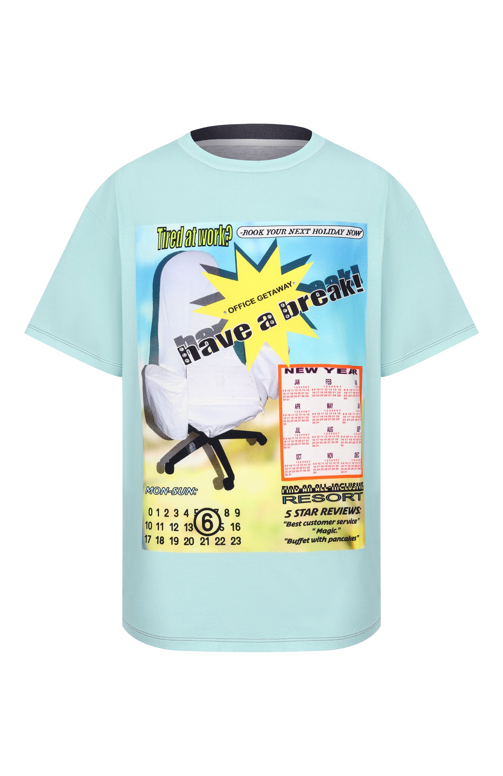 Хлопковая футболка MM6 бирюзового цвета по цене 47450 руб., арт. SH0GC0065/M20181, фото 1 Хлопковая футболка MM6, арт. SH0GC0065/M20181, фото 1