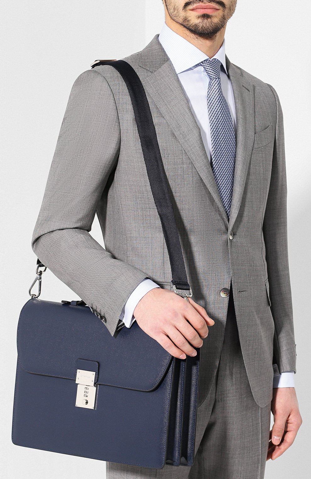 Кожаный портфель stuoia CANALI темно-синего цвета по цене 99500 руб., арт. P325340/NA00053, фото 5 Кожаный портфель stuoia CANALI, арт. P325340/NA00053, фото 5