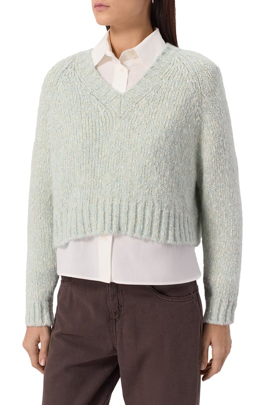 Свитер из хлопка и шерсти Weekend Max Mara AL0A Голубой  AL0A Фото 3