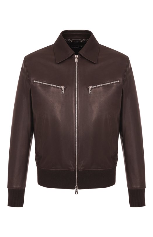 Кожаный бомбер Dolce & Gabbana G9BIJL/HULQX Коричневый G9BIJL/HULQX