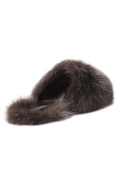 Женского домашние туфли enigma black из меха соболя BLACK SABLE коричневого цвета, арт. BS-24M/EB | Фото 5 (Подошва: Платформа; Драгоценные камни: Проставлено; Материал внешний: Натуральный мех; Материал сплава: Проставлено; Женское Кросс-КТ: тапочки-домашняя обувь; Материал внутренний: Натуральная кожа)
