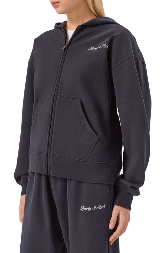 Хлопковая толстовка Sporty and Rich ST08860326BA01 Чёрный  ST08860326BA01 Фото 3