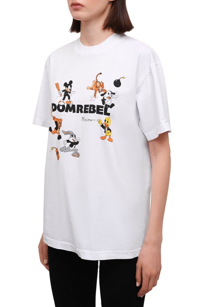 Хлопковая футболка DOMREBEL белого цвета по цене 14200 руб., арт. T00NZ/0VER TEE/W, фото 3 Хлопковая футболка DOMREBEL, арт. T00NZ/0VER TEE/W, фото 3