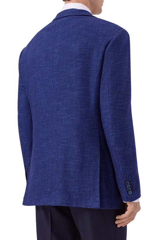 Пиджак из шерсти и шелка Kiton UG81K0170E03 Синий  UG81K0170E03 Фото 4
