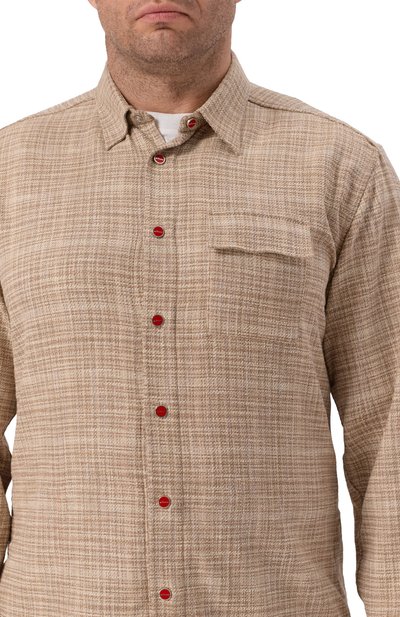 Рубашка из шерсти и шелка KITON бежевого цвета по цене 169500 руб., арт. UMCPETEK0617E18_001, фото 5 Рубашка из шерсти и шелка KITON, арт. UMCPETEK0617E18_001, фото 5