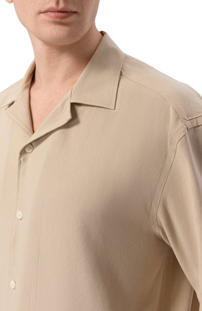 Рубашка изо льна и вискозы BOSS бежевого цвета по цене 34950 руб., арт. 50561449, фото 5 Рубашка изо льна и вискозы BOSS, арт. 50561449, фото 5