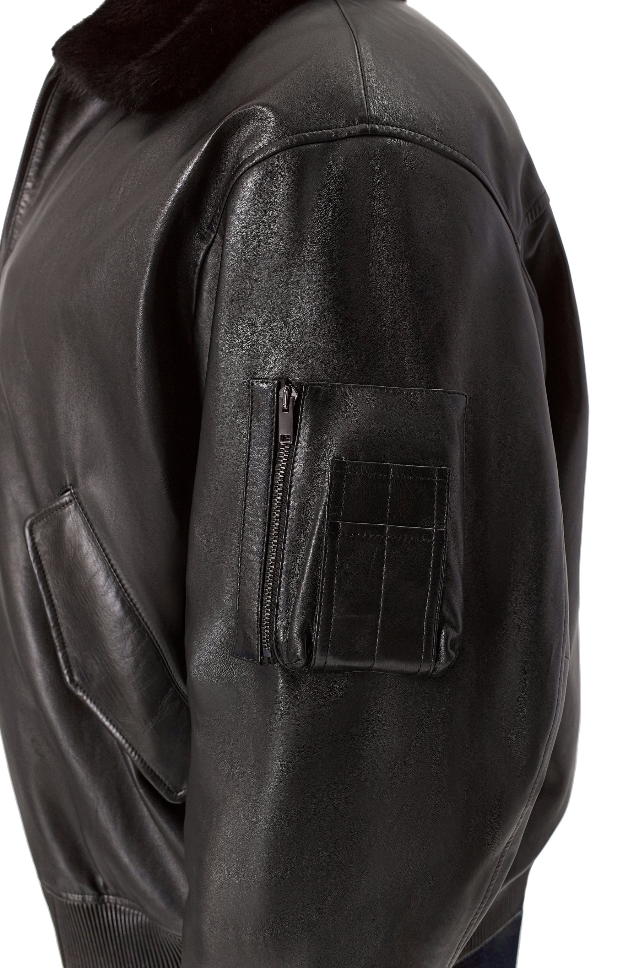 Кожаный бомбер с подкладкой из норки MVST, арт. M25.1PM.0004/BIG SIZE/PL0NGE, фото 5