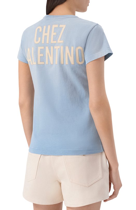 Хлопковая футболка Valentino 8B3MG24Y/9GL Голубой  8B3MG24Y/9GL Фото 4