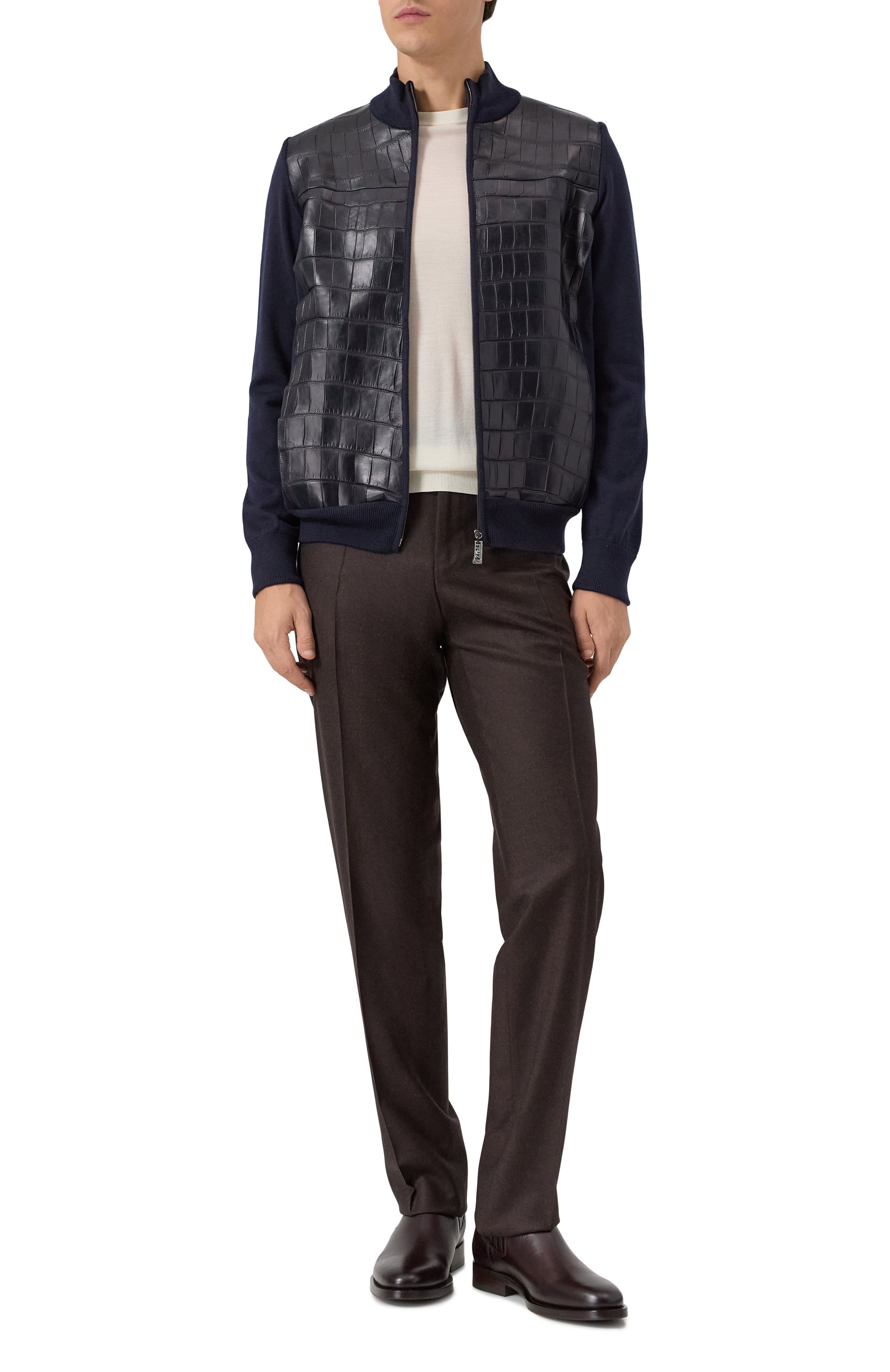 Кардиган с отделкой из кожи крокодила ZILLI, арт. KZMC01M0340VCRB00, фото 2