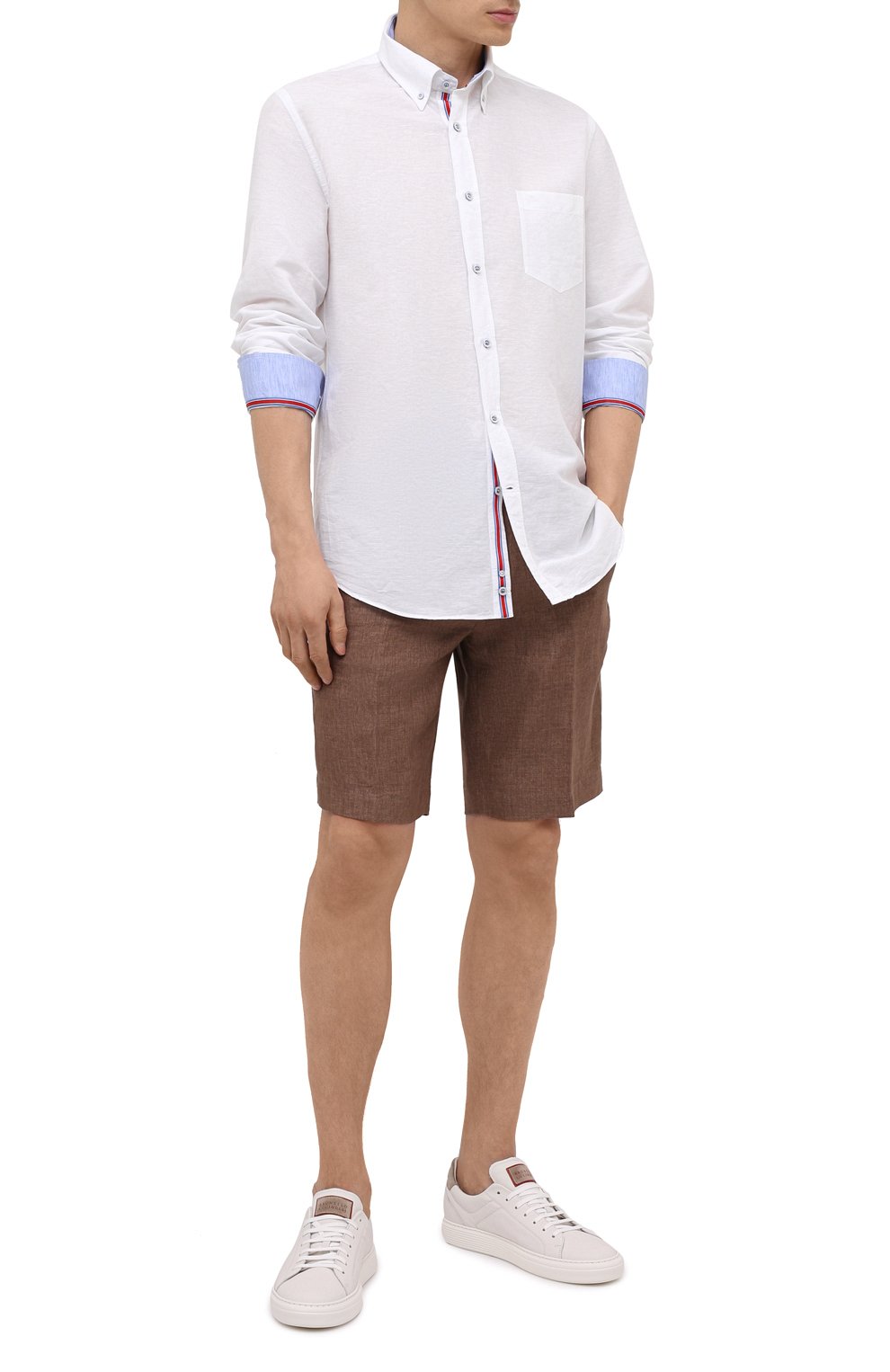 Рубашка из хлопка и льна PAUL&SHARK белого цвета по цене 19550 руб., арт. 21413002/F5H, фото 2 Рубашка из хлопка и льна PAUL&SHARK, арт. 21413002/F5H, фото 2