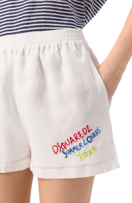 Льняные шорты Dsquared2 S73MU0236/D35294 Белый  S73MU0236/D35294 Фото 5