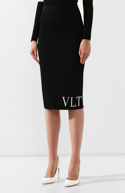 Юбка из вискозы VALENTINO черного цвета по цене 108000 руб., арт. SB3KGA014R0, фото 3 Юбка из вискозы VALENTINO, арт. SB3KGA014R0, фото 3