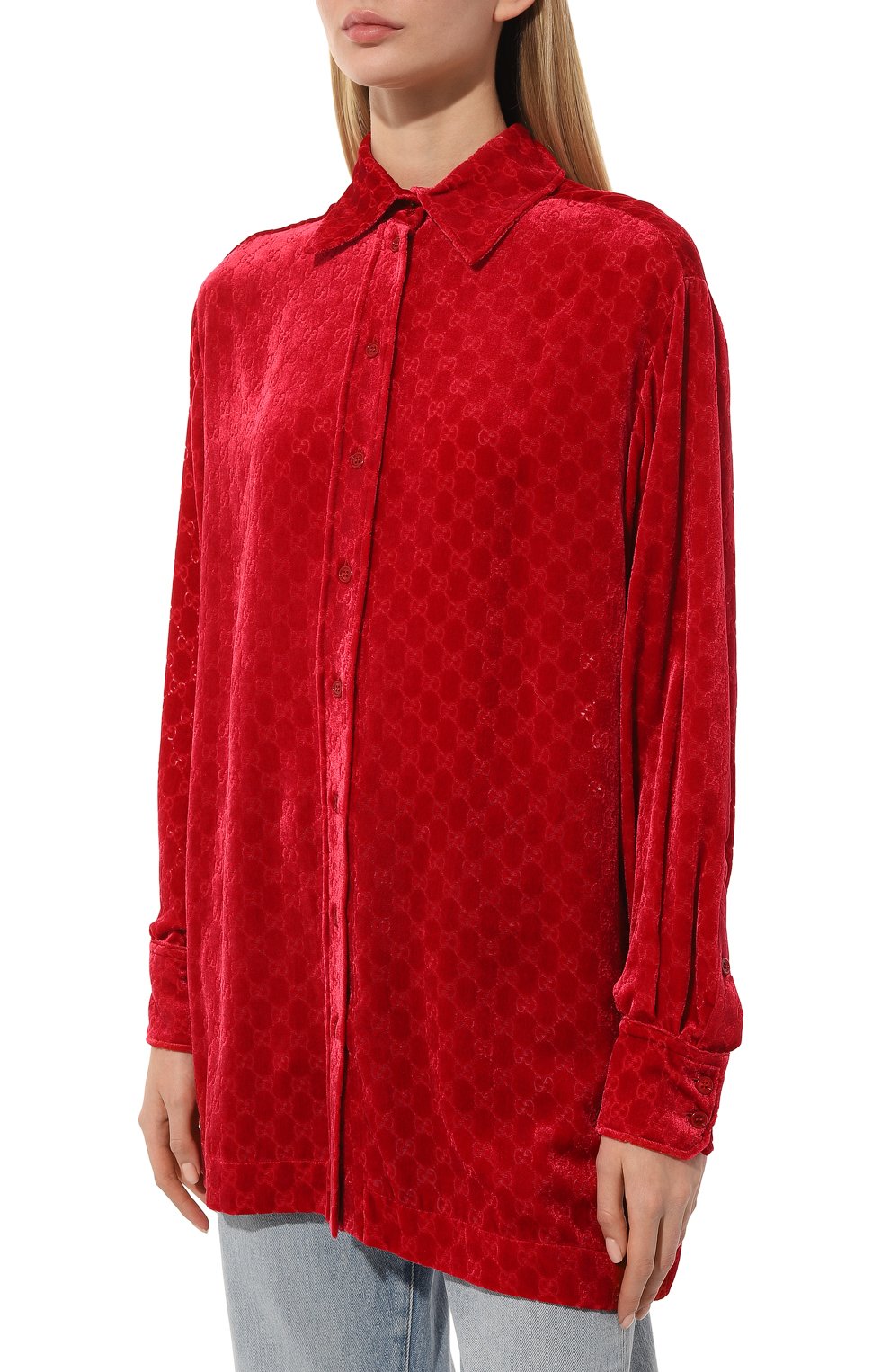 Бархатная рубашка GUCCI красного цвета по цене 201600 руб., арт. 664669 ZAHGE, фото 3 Бархатная рубашка GUCCI, арт. 664669 ZAHGE, фото 3