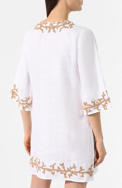 Льняная туника ESMERALDA RESORT белого цвета по цене 89950 руб., арт. KURTA SURYA DESIGN, фото 4 Льняная туника ESMERALDA RESORT, арт. KURTA SURYA DESIGN, фото 4