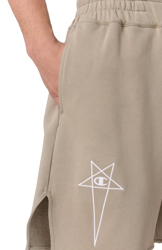 Хлопковые шорты Rick Owens x Champion Rick Owens CM01E1683/CHFE Бежевый  CM01E1683/CHFE Фото 5