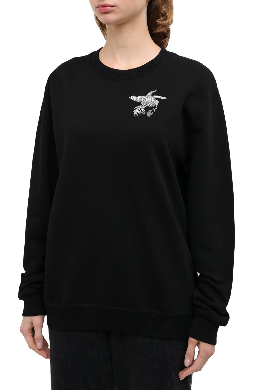 Хлопковый свитшот OFF-WHITE черного цвета по цене 55200 руб., арт. 0WBA055F20JER0061009, фото 3 Хлопковый свитшот OFF-WHITE, арт. 0WBA055F20JER0061009, фото 3