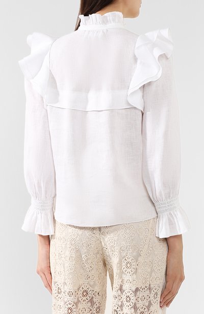 Льняная блузка ISABEL MARANT ETOILE белого цвета по цене 39950 руб., арт. HT1294-19P070E/TEDY, фото 4 Льняная блузка ISABEL MARANT ETOILE, арт. HT1294-19P070E/TEDY, фото 4