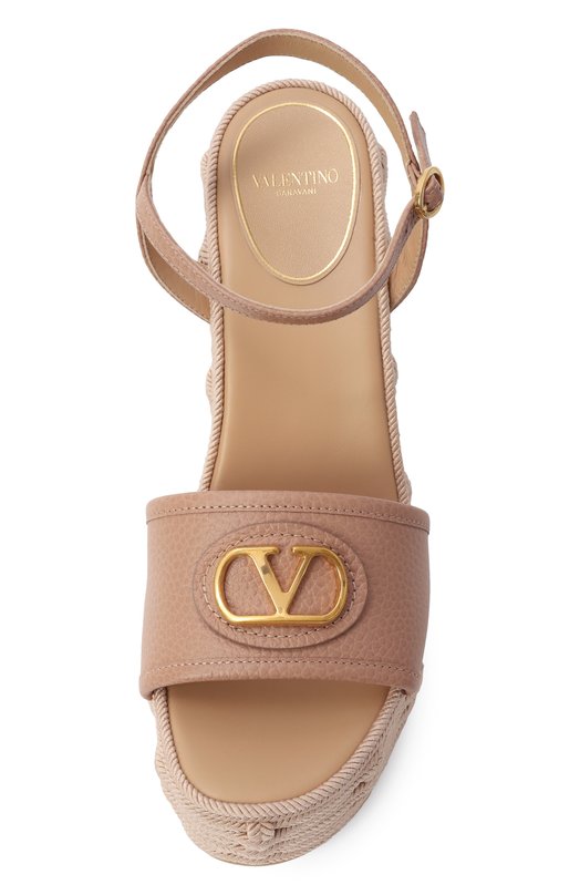 Кожаные босоножки VLogo Signature Valentino 6W0S0LY9/DTW Бежевый  6W0S0LY9/DTW Фото 6