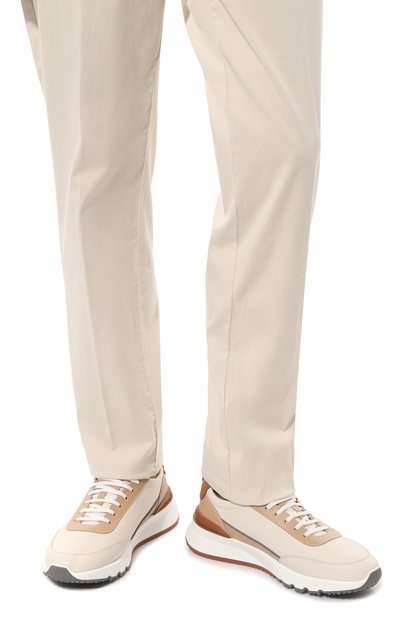 Кожаные кроссовки BRUNELLO CUCINELLI светло-бежевого цвета по цене 109500 руб., арт. MZUGGB2318, фото 3 Кожаные кроссовки BRUNELLO CUCINELLI, арт. MZUGGB2318, фото 3