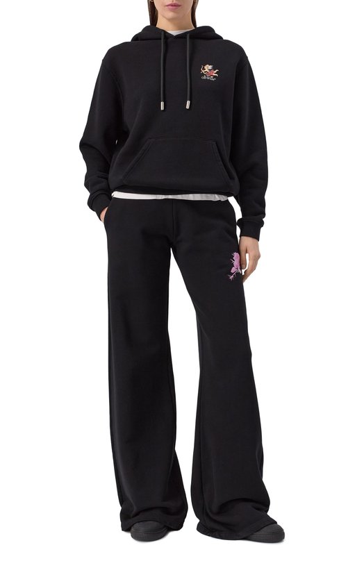 Хлопковые брюки Off-White 0WCH022S25FLE0011001 Чёрный  0WCH022S25FLE0011001 Фото 2