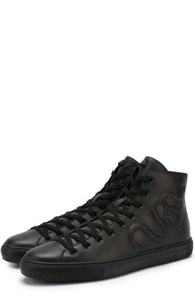 Вы сокие кожаные кеды с фактурной отделкой GUCCI, арт. 449989/BX030, фото 1