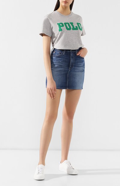 Хлопковая футболка POLO RALPH LAUREN серого цвета по цене 8375 руб., арт. 211744685, фото 2 Хлопковая футболка POLO RALPH LAUREN, арт. 211744685, фото 2