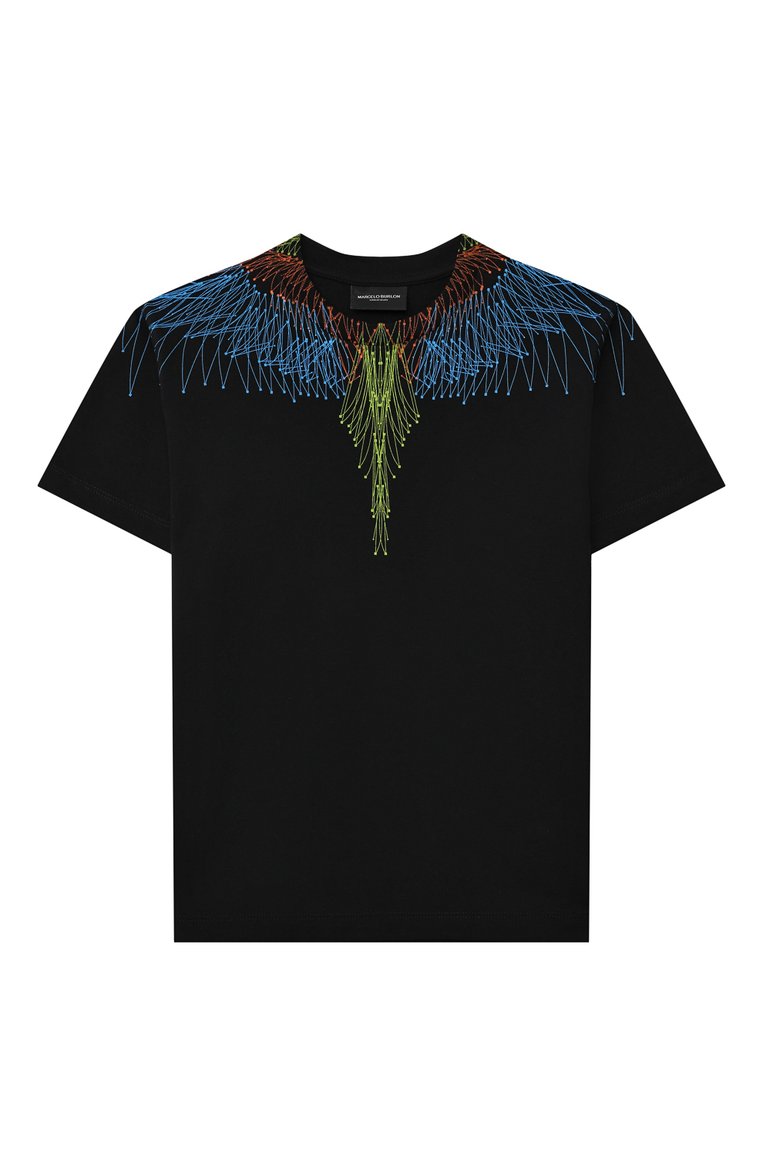 Детская хлопковая футболка MARCELO BURLON KIDS OF MILAN черного цвета, арт. 21E/B/MB/1107/0010/2-6Y | Фото 1 (Рукава: Короткие; Материал внешний: Хлопок; Региональные ограничения белый список (Axapta Mercury): RU; Мальчики Кросс-КТ: Футболка-одежда; Материал сплава: Проставлено; Драгоценные камни: Проставлено; Ростовка одежда: 6 лет | 116 см)