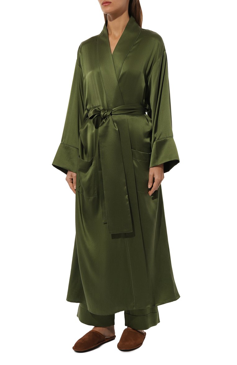 Шелковый халат KLEED LOUNGEWEAR, арт. AW24R0BJN/KHAKI, фото 1