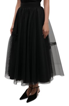 Женская юбка ALEXANDER MCQUEEN черного цвета, арт. 659364/QEACR | Фото 3 (Стили: Романтичный; Материал внешний: Синтетический материал; Длина Ж (юбки, платья, шорты): Миди; Женское Кросс-КТ: Юбка-одежда; Материал подклада: Хлопок; Региональные ограничения белый список (Axapta Mercury): RU; Драгоценные камни: Проставлено; Материал сплава: Проставлено)