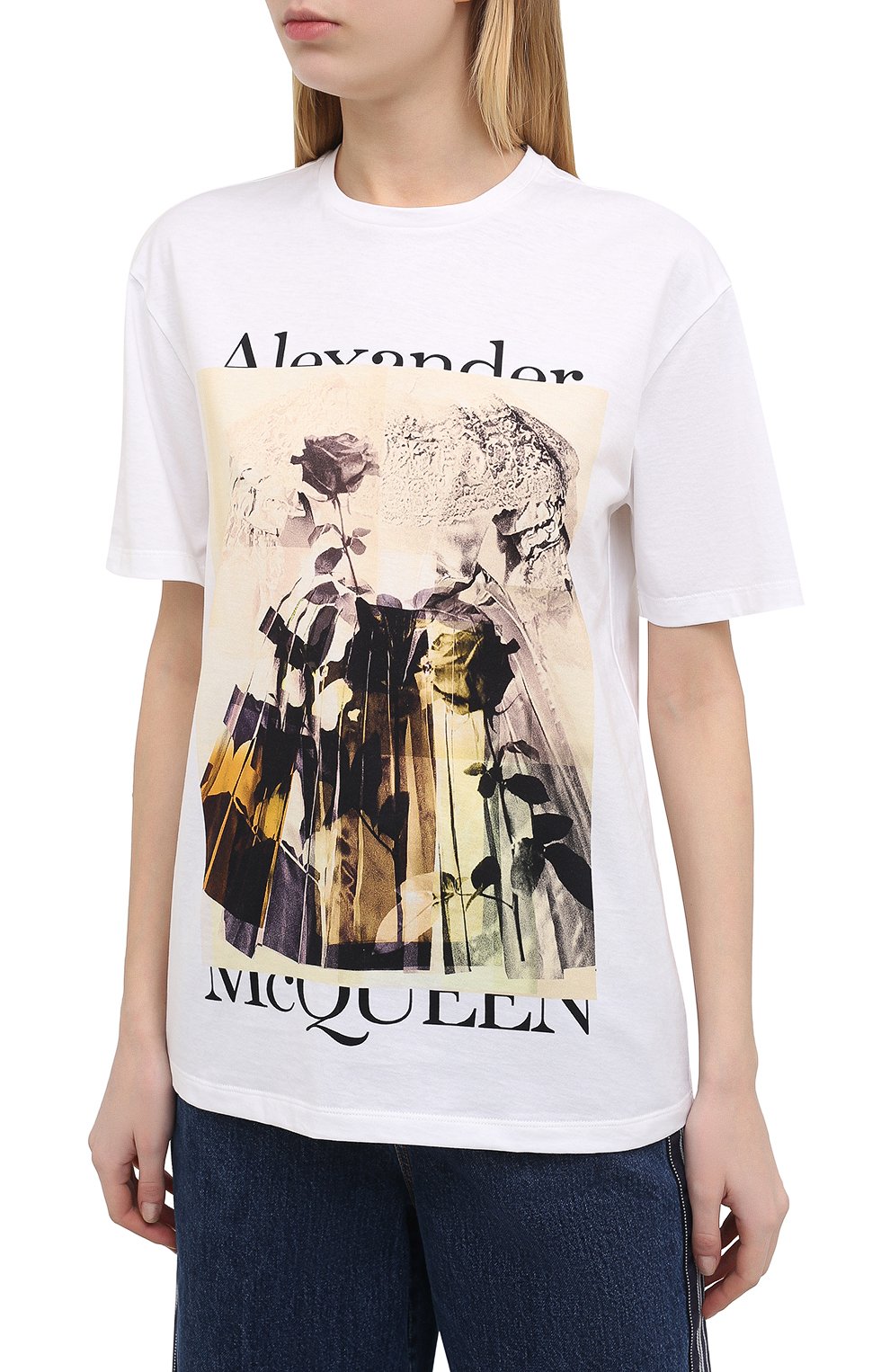 Хлопковая футболка ALEXANDER MCQUEEN разноцветного цвета по цене 46850 руб., арт. 651390/QZACL, фото 3 Хлопковая футболка ALEXANDER MCQUEEN, арт. 651390/QZACL, фото 3