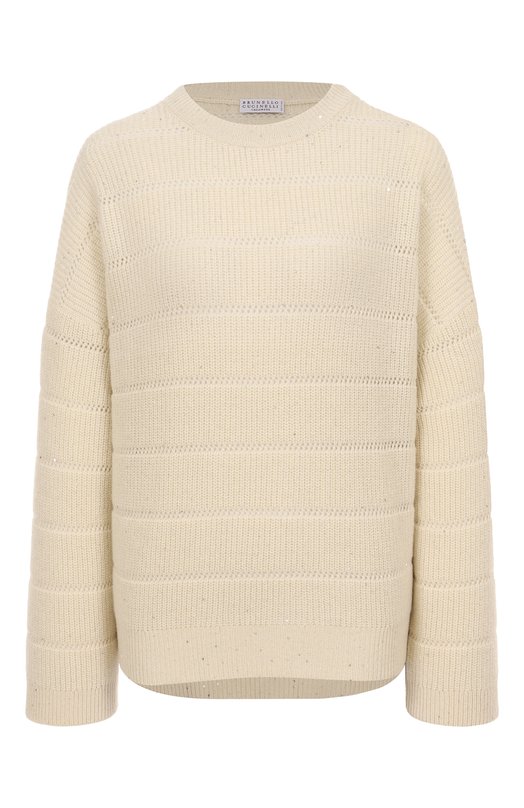 Свитер из кашемира и шерсти Brunello Cucinelli MBM738200P Кремовый MBM738200P