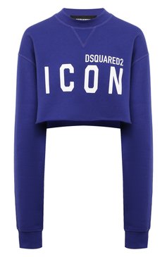 Женский хлопковый свитшот DSQUARED2 синего цвета, арт. S80GU0043/S25516 | Фото 1 (Рукава: Длинные; Материал сплава: Проставлено; Материал внешний: Хлопок; Стили: Спорт-шик; Драгоценные камни: Проставлено; Длина (для топов): Укороченные; Женское Кросс-КТ: Свитшот-одежда)