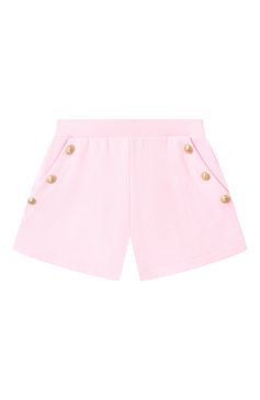 Детские хлопковые шорты BALMAIN светло-розового цвета, арт. BW6A19 | Фото 1 (Нос: Не проставлено; Материал сплава: Проставлено; Случай: Повседневный; Материал внешний: Хлопок; Ростовка одежда: 8 лет | 128 см, 12 лет | 152 см, 13 - 15 лет | 158 см, 16 лет | 164 см, 6 лет | 116 см, 10 - 11 лет | 140 - 146см)