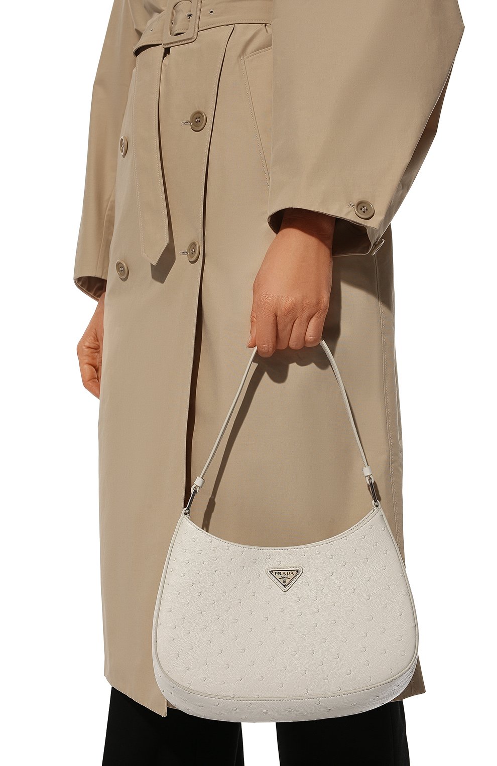 Сумка cleo из кожи страуса PRADA, арт. 1BC499-130-F0009-OOO, фото 2